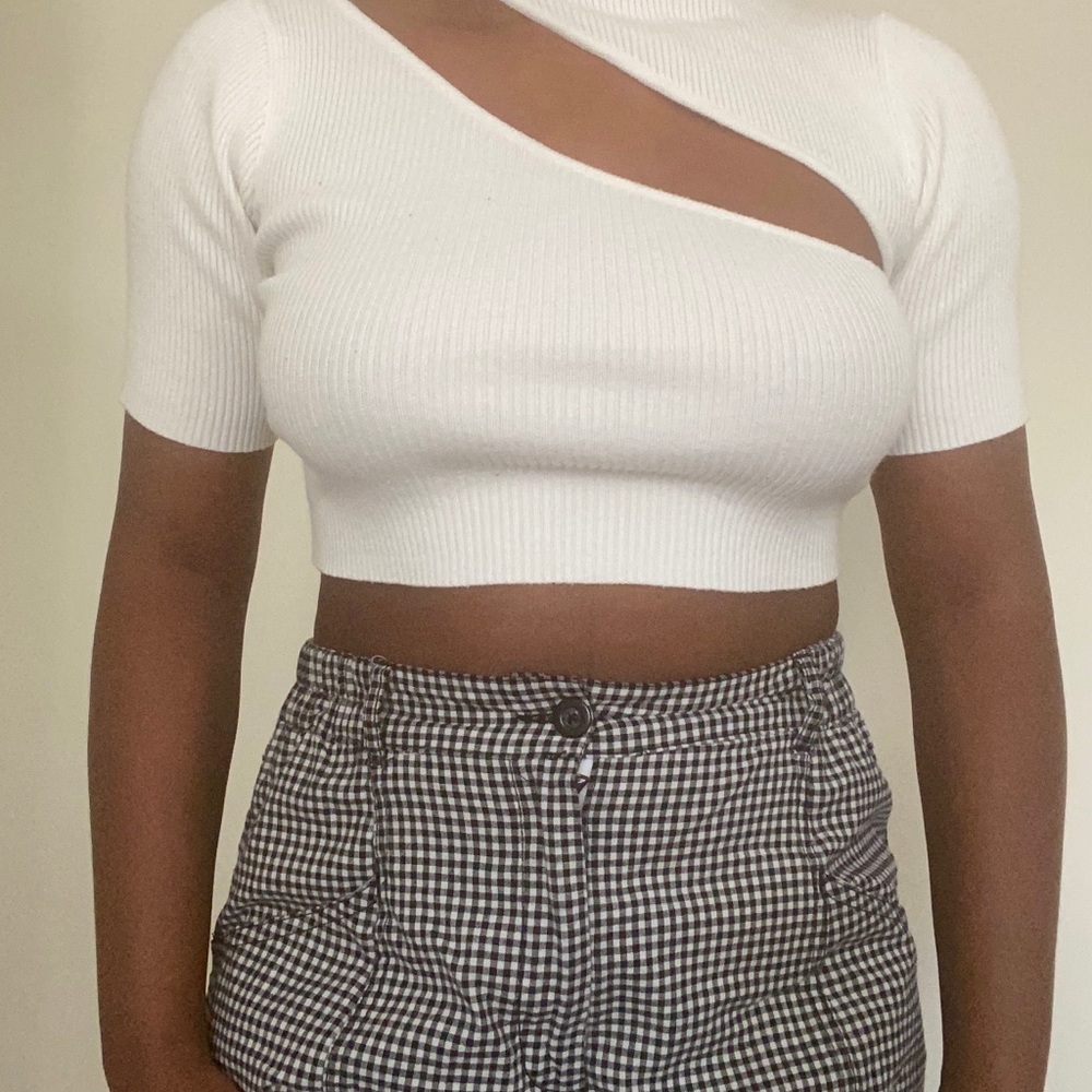 Mock neck sweater crop top